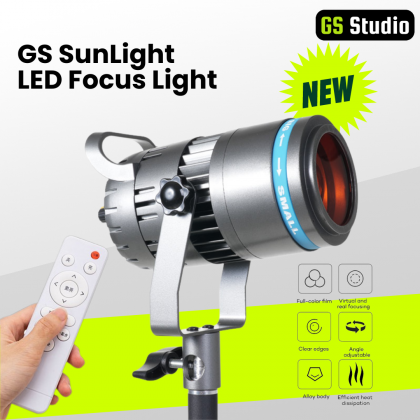 GS SunLight LED Focus Light Spot Light Zoomable for Photography Videography Sun Light Effect Color Gel